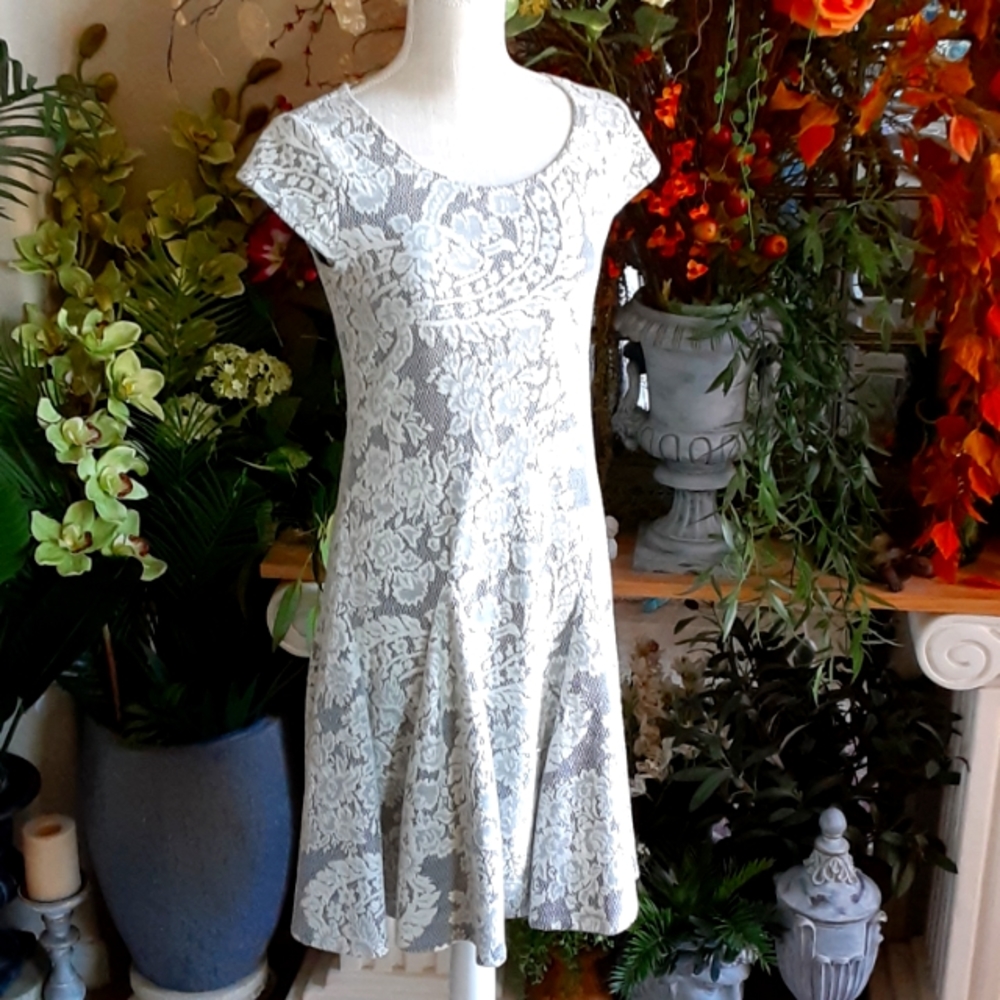 Shelby & Palmer, Rayon Blend, Cap Sleeve, Pleated Flair Dress, Size Medium